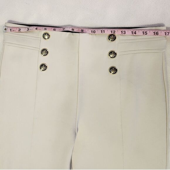 ZARA Cream High Waisted Sailor Pants with Gold Buttons Nautical Style XXL - Picture 4 of 6